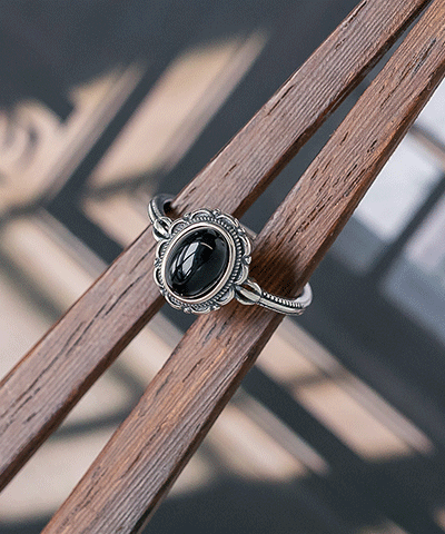 [925 silver] 빈티지 블랙 원석 반지